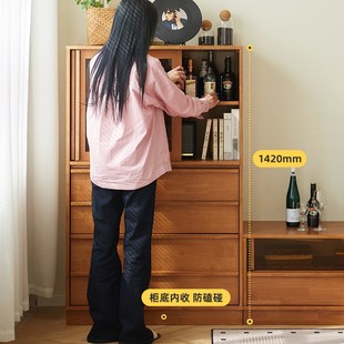 实木高斗柜抽屉柜客厅置物柜电视C边柜卧室收纳柜简约现代储物柜