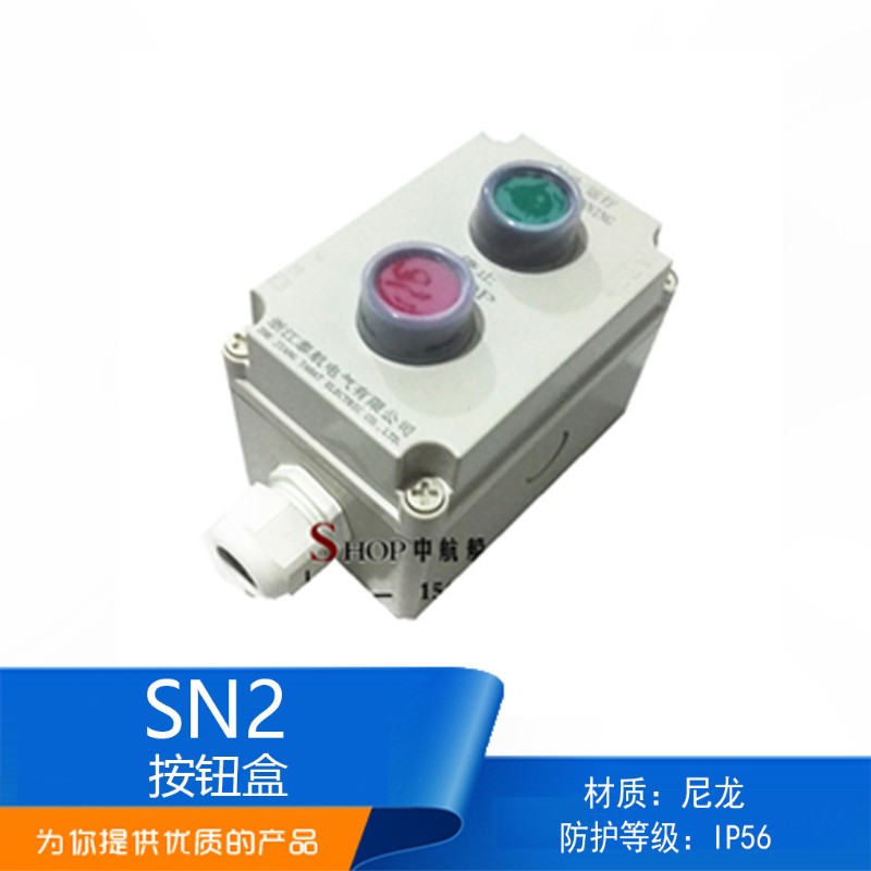 泰航船用尼龙防水急停遥控开关带按钮盒SN2-02/ZPB-2二孔二位带灯
