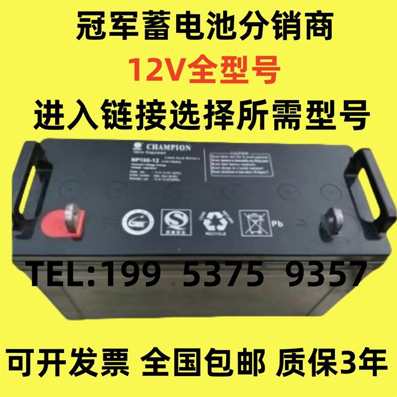 冠军蓄电池NP100-12 12V7AH17AH24AH38AH65AH120AH150AH200AH消防