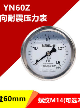 YN60Z轴向耐震液油压表水压表抗震0-1.6MPA防震y60压力表