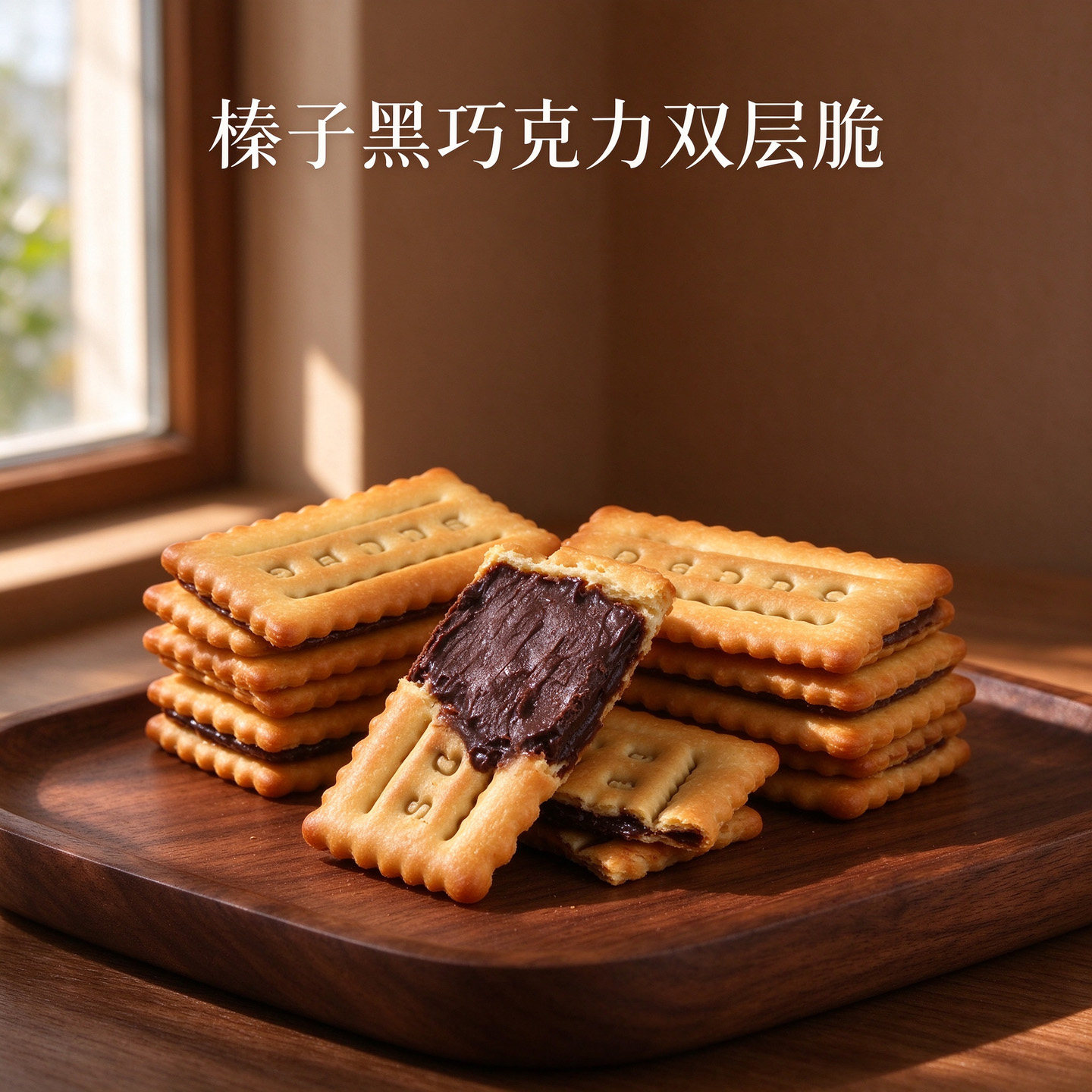 会员超市可可夹心黑巧克力饼干榛子双层巨好吃休闲解馋耐吃小零食