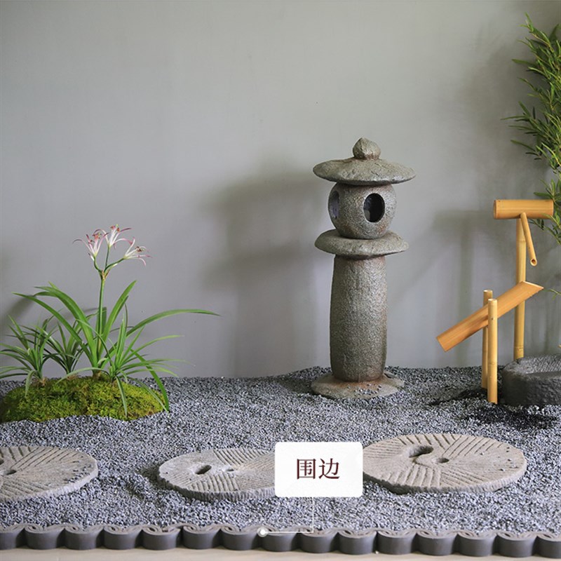 户外庭院日式玻璃钢宫灯绿植场景观装饰摆件花园太湖石马槽拴马柱