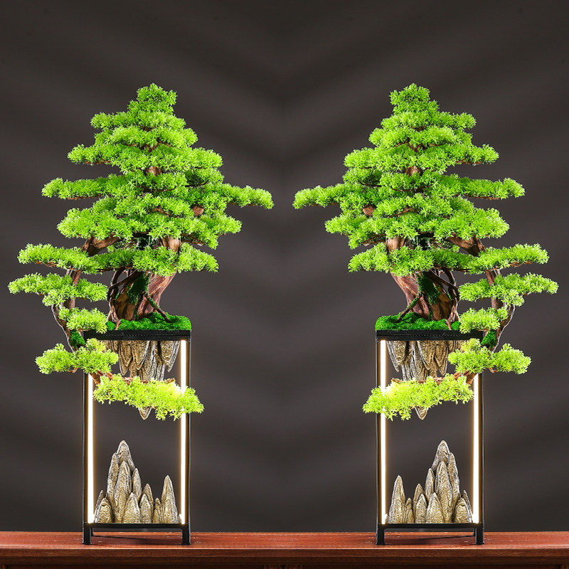 仿真迎客松绿植盆景摆件客厅沙发玄关电视柜旁边装饰乔迁开业礼品