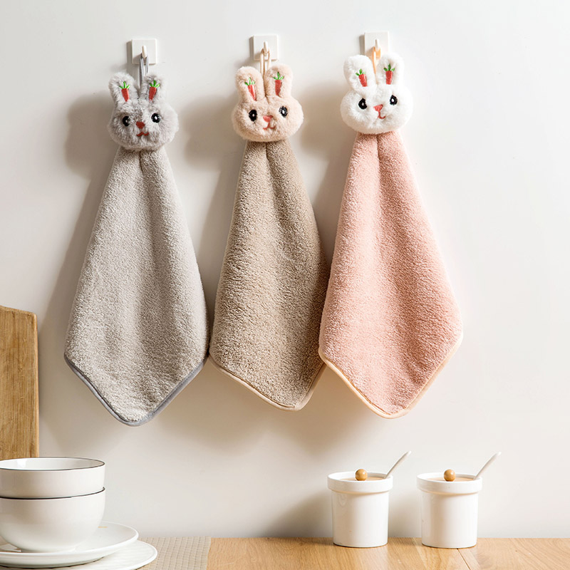 新疆包邮窝百货卡通珊瑚绒挂式擦手巾加厚抹布厨房不掉毛吸水毛巾