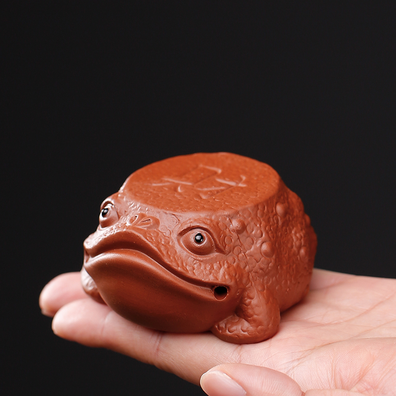 紫砂三足金蟾茶宠摆件精品可养手工小号茶玩蟾蜍茶桌茶具摆件饰品