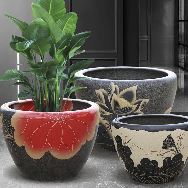 景德镇陶瓷鱼缸大号养金鱼缸客厅庭院睡莲碗莲荷花乌龟锦鲤生态缸