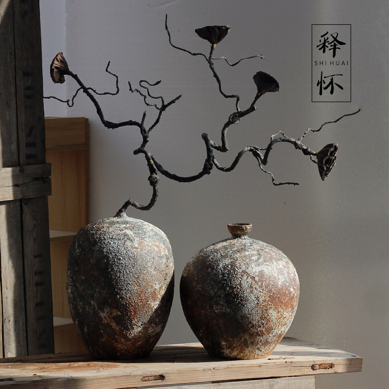 禅意粗陶复古两件套花瓶插花器陶罐坛子民宿酒店摆件软装饰品台面,畜牧/养殖物资,畜牧/养殖器械,淘宝优惠券,粉丝福利购,淘宝优惠卷