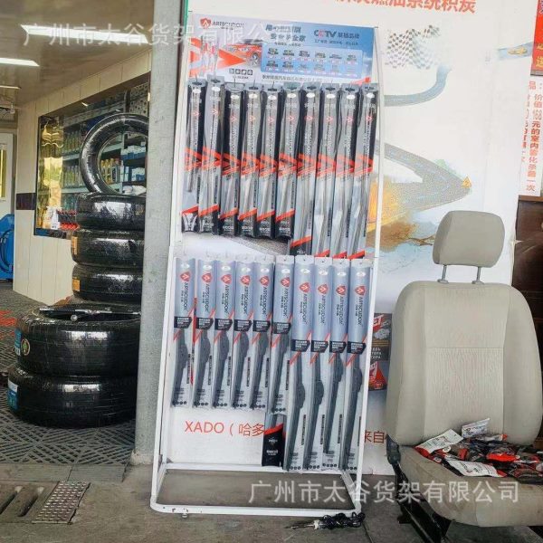 汽车用品雨刮片展架，4S店新款汽车无骨雨刷货架