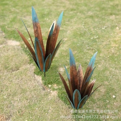 铁艺龙舌兰花植物摆件金属工艺品户外装饰插件Tequila home decor