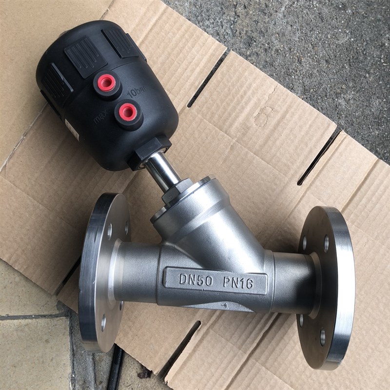 订做订制法兰角座阀316材质DNA50气动法兰角座阀PN16加工定做