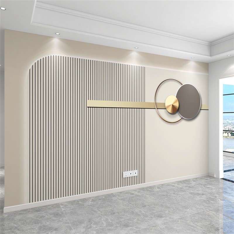 轻奢简约电视墙碳晶板定制客厅沙发竹I木纤维墙板北欧装饰护墙板