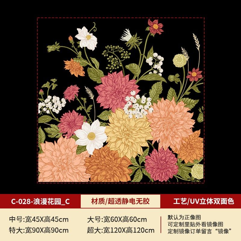 浪漫花园静电玻璃贴纸高级感创意网红咖啡店装饰橱窗无胶静电贴膜,家居饰品,软装墙贴,淘宝优惠券,粉丝福利购,淘宝优惠卷