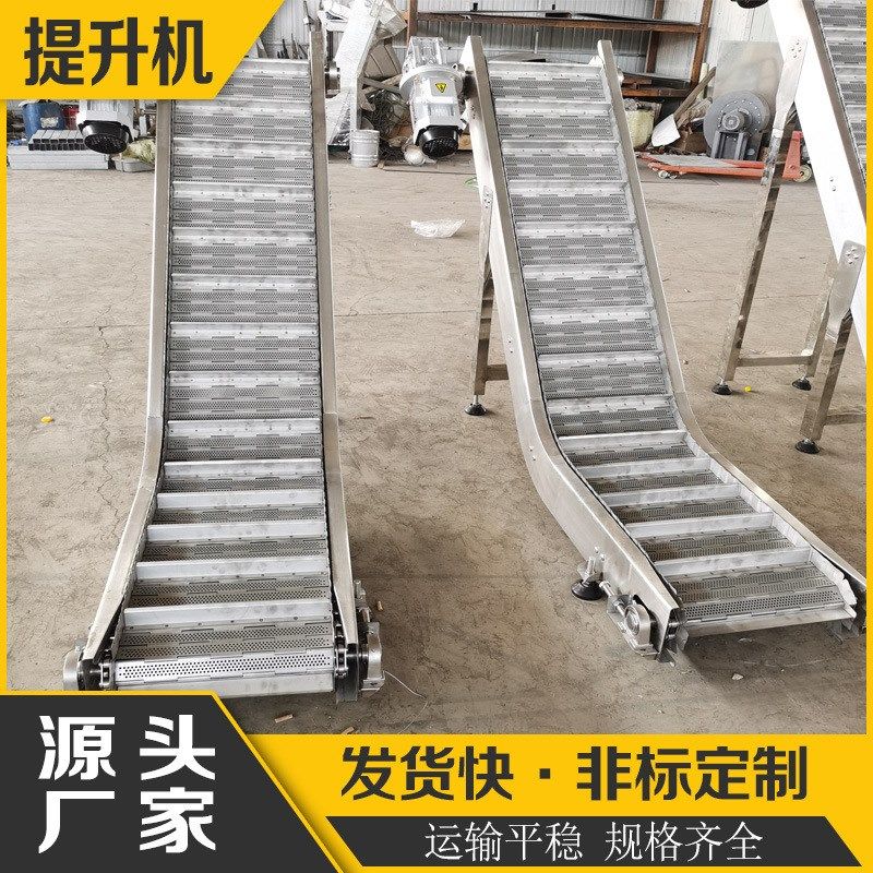 果蔬加工垃圾提升输送机 大豆上料小型爬坡输送机 料斗链板提升机