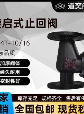 H44T-16黑色法兰旋启式铜芯止回阀HT200铸铁硬密封逆止阀污水