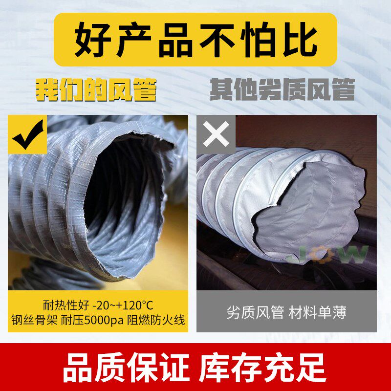 通风管耐高温阻燃尼龙布管160mm排烟管抽油烟机排气X伸缩钢丝软管