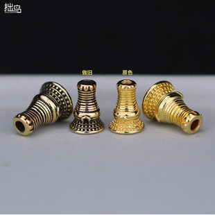 实心三通佛塔帽配饰菩提紫檀百香籽凤眼佛头文玩手串纯铜塔头配件