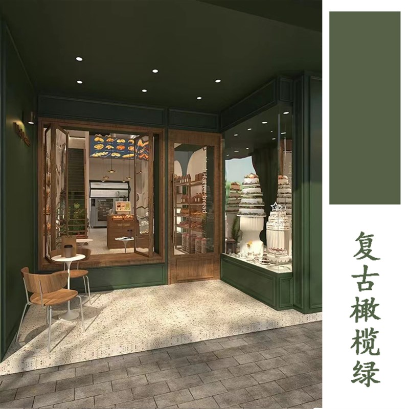 乳胶漆室内墙面漆自刷复古绿色外墙漆橄榄绿家用商用彩色油漆涂料