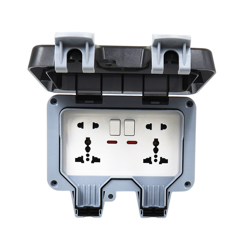 KAKN防水盒插座二开两位多功能五孔充电防暴雨明装浴室家用户外