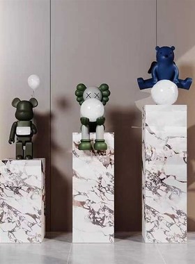 大理石底座岩板柱子客厅大摆件高级感创意摆件高级感轻奢摆件底座