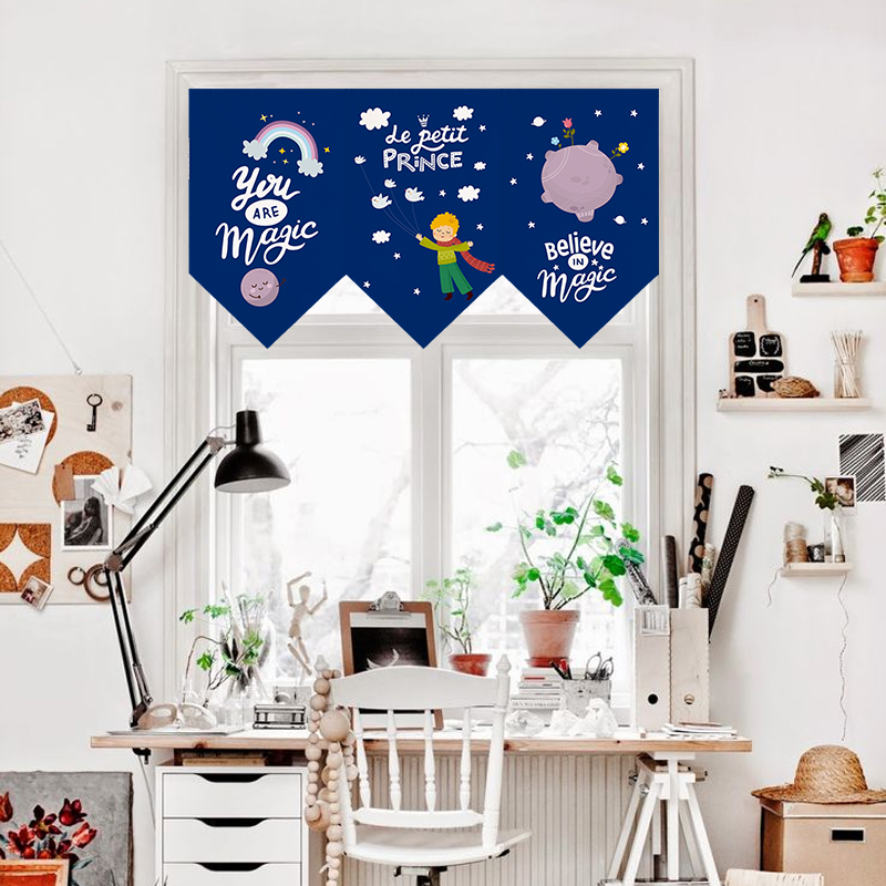 小王子儿童房三角旗帘厨房遮挡帘卧室门帘隔断帘魔术贴吊旗短帘