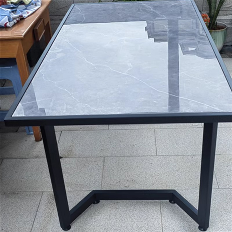 内嵌瓷砖桌腿支架岩板桌子腿不锈钢嵌入式茶桌防锈金属底座餐台脚