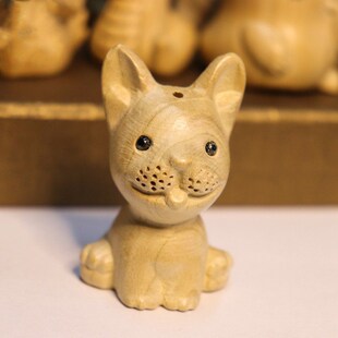 天然桃木雕刻十二生肖小摆件可爱桌面装饰品木质牛虎马猴鸡狗卡通