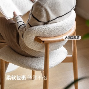 源氏木语实木软包餐椅简约靠背椅餐厅吃饭椅子家用橡木休闲办公椅