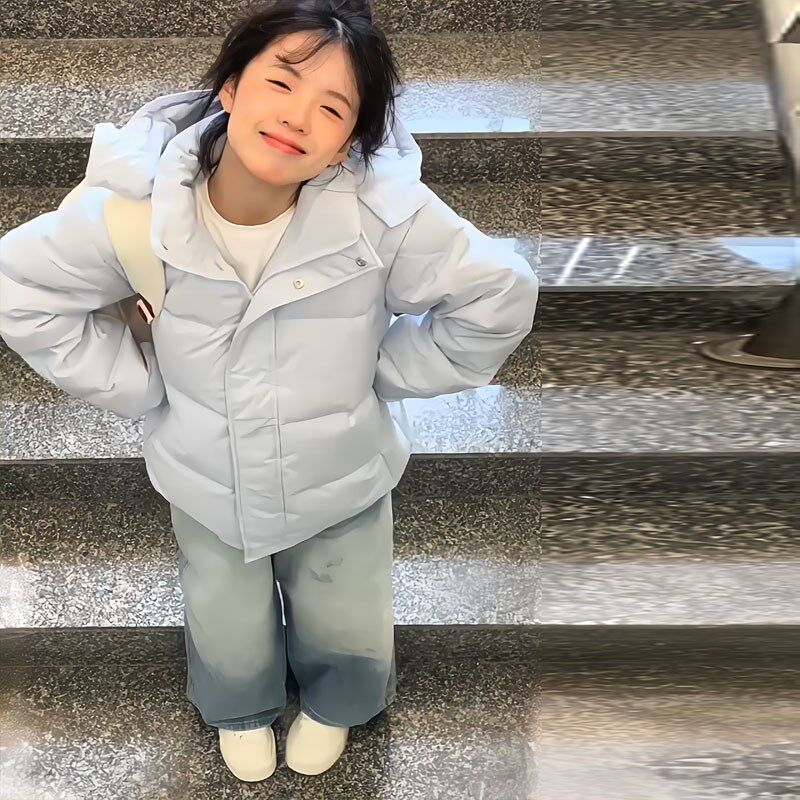 中戏短款连帽羽绒棉服女冬加厚2大码棉服