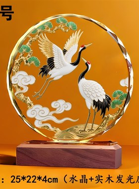 2025新款水晶摆件o客厅装饰仙鹤延年玄关乔迁开业吉祥祝福工艺摆