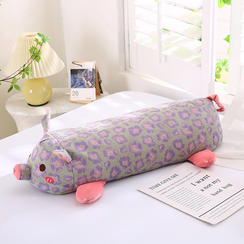 可拆洗A类母婴全棉双o层纱猪猪玩偶睡觉抱枕女生侧睡夹腿长条靠枕