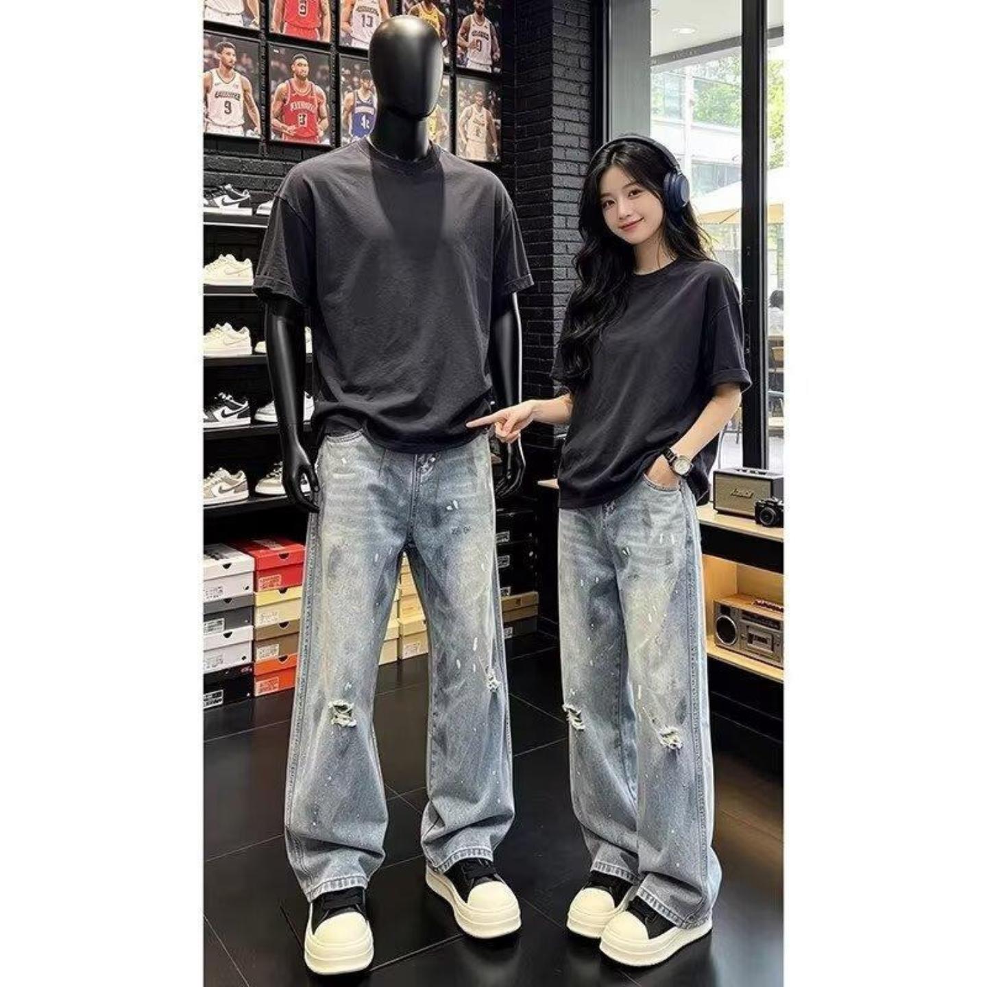 蓝色漆点弯刀设计水洗做旧美式