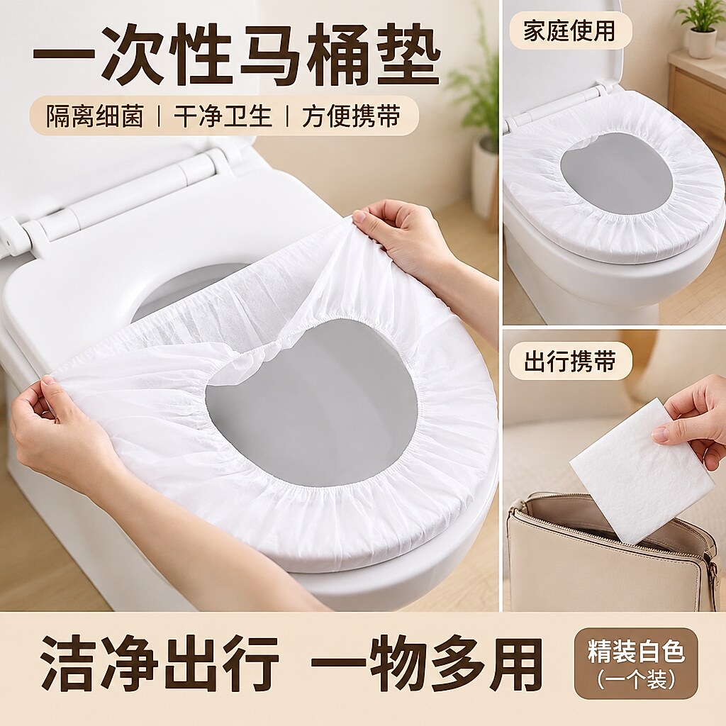 白色便携一次性马桶垫套