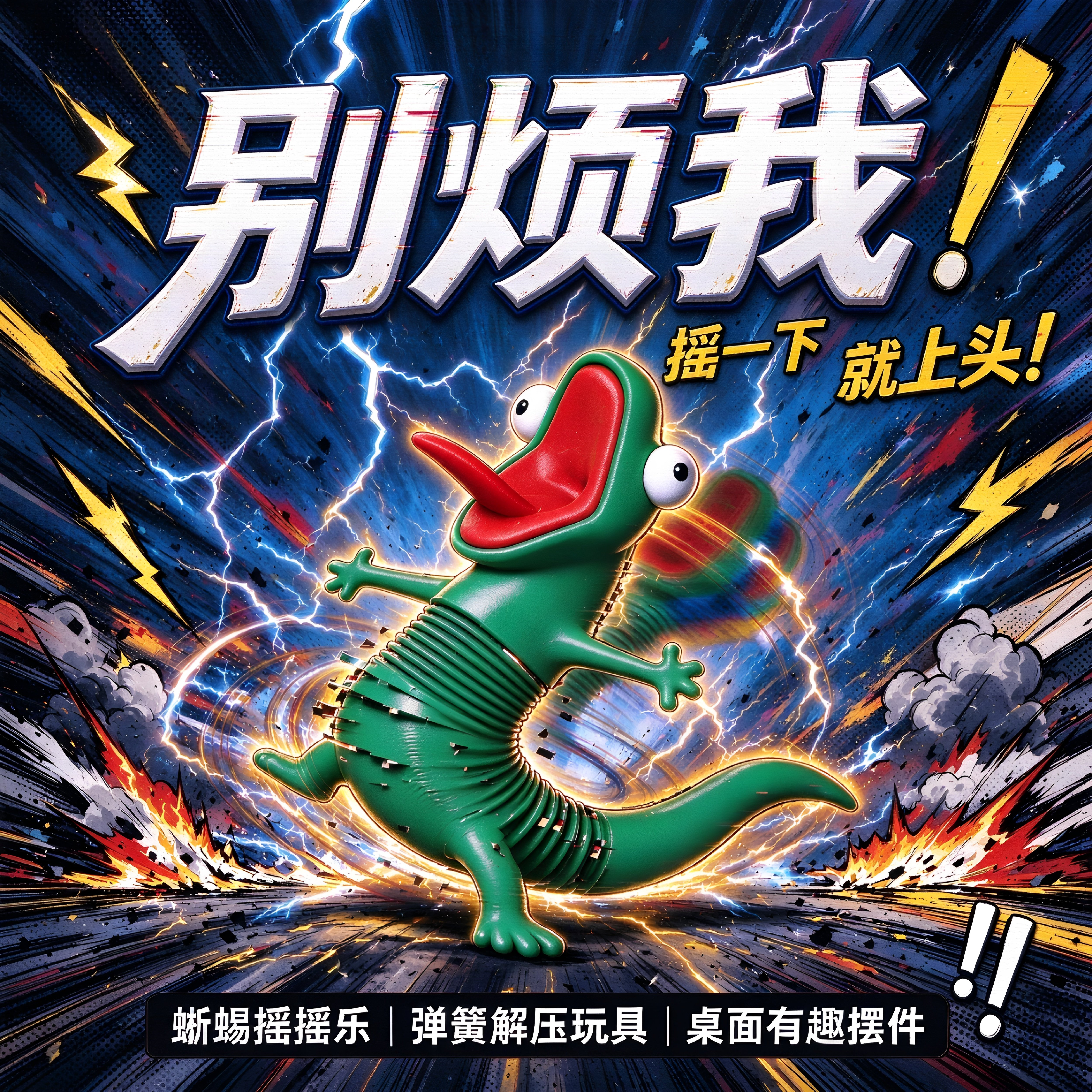 蜥蜴摆件摩托车弹簧疯狂摇摆