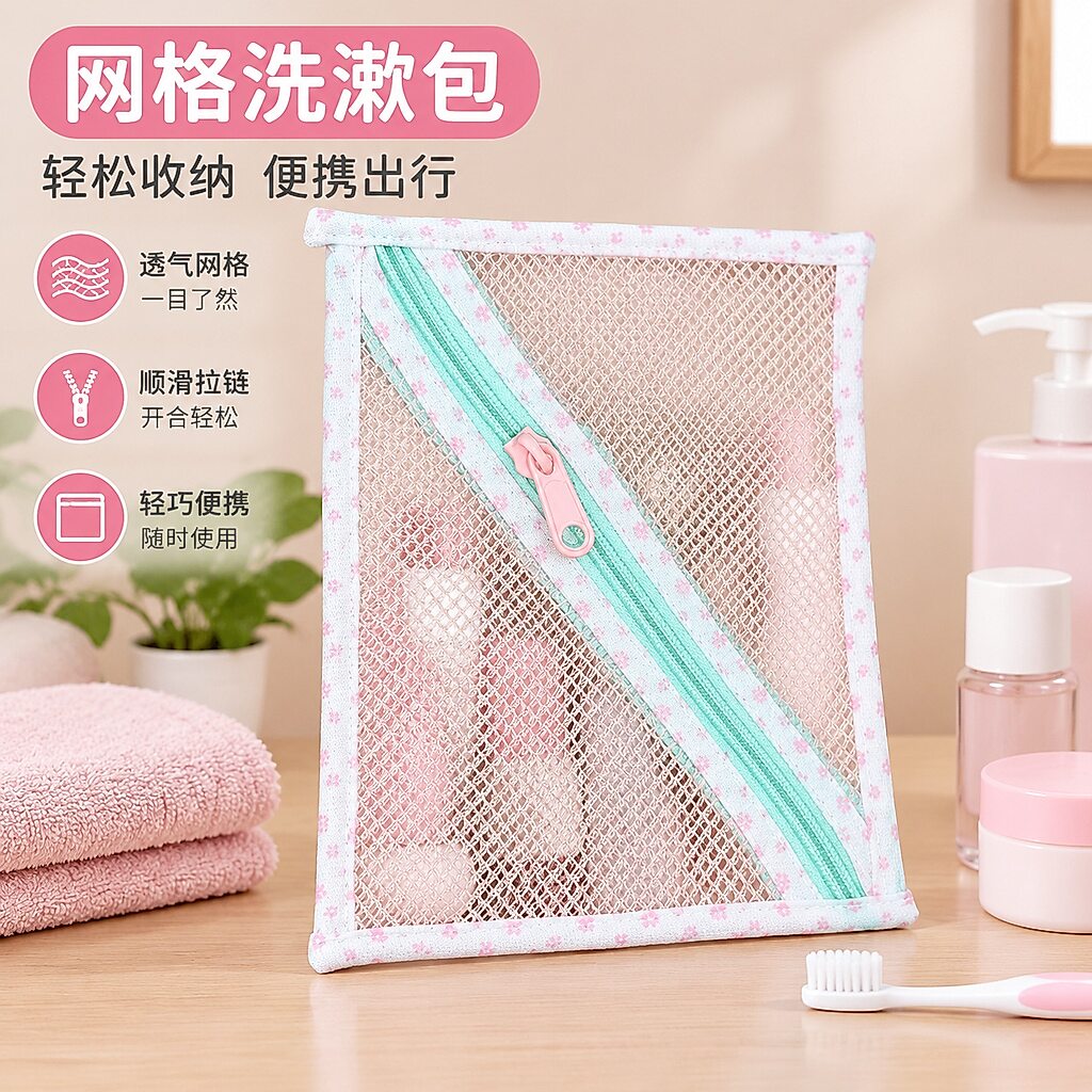 旅行网纱洗漱包女便携收纳包