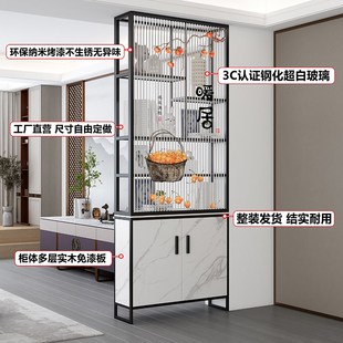 卫生间半墙屏风隔断柜置物架客厅艺E术画玻璃洗手台奶油风入户玄