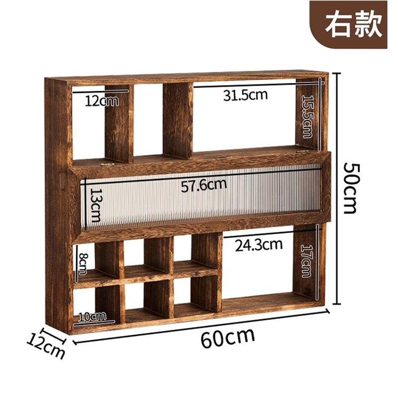 全实木博古架中式挂墙茶室展示架茶杯架H桌面置物架茶壶茶具收纳