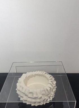 现代轻奢简约纯手工陶瓷花器w摆件样板极简陶瓷花盆装饰品创意摆