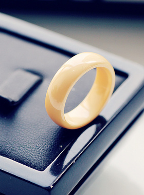 素圈陶瓷戒指男士食指p简约冷淡风百搭尾戒个性不褪色中指环女潮