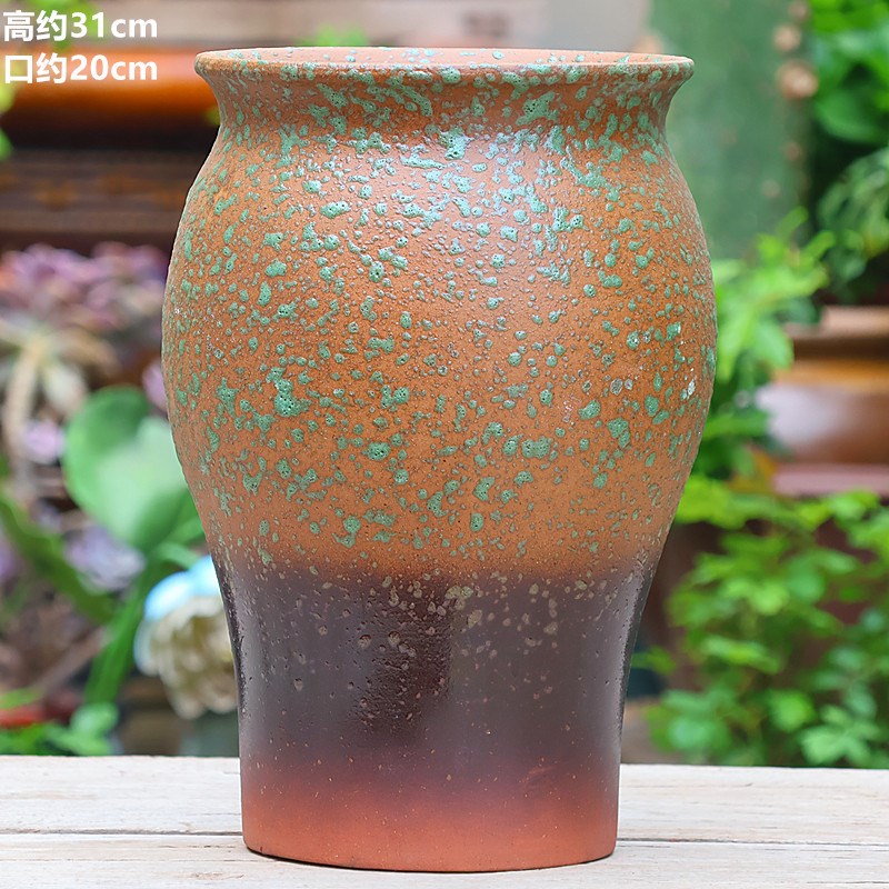 多肉花盆覆古高筒悬崖桩绿植大口径高直筒鱼尾三角梅Y九尾狐粗陶