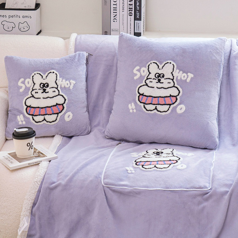 可爱抱枕被子两用加绒空调汽车载靠枕二合一办公TU室午睡毯子枕头