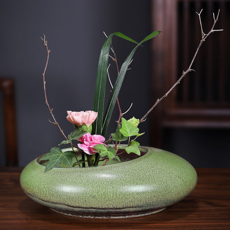 陶瓷花盘水培花器复古禅意中式日式插花器皿小原流剑山插花盆大号,3C数码配件,USB多功能数码宝,淘宝优惠券,粉丝福利购,淘宝优惠卷