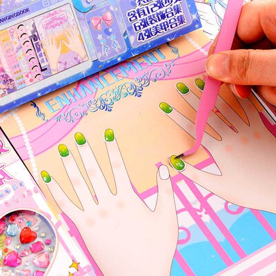 儿童公主换装贴纸小女孩diy化妆美甲过家家安静书宝宝玩具贴画