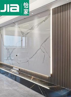 电视背景墙岩板轻奢木格栅装饰柜现代简约客厅悬空影视墙定制