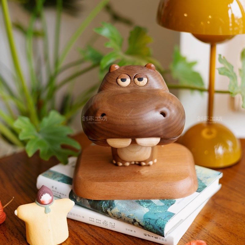 河马呆呆/创木工坊实木收纳摆件家用盘香盒生日情人节创意礼物