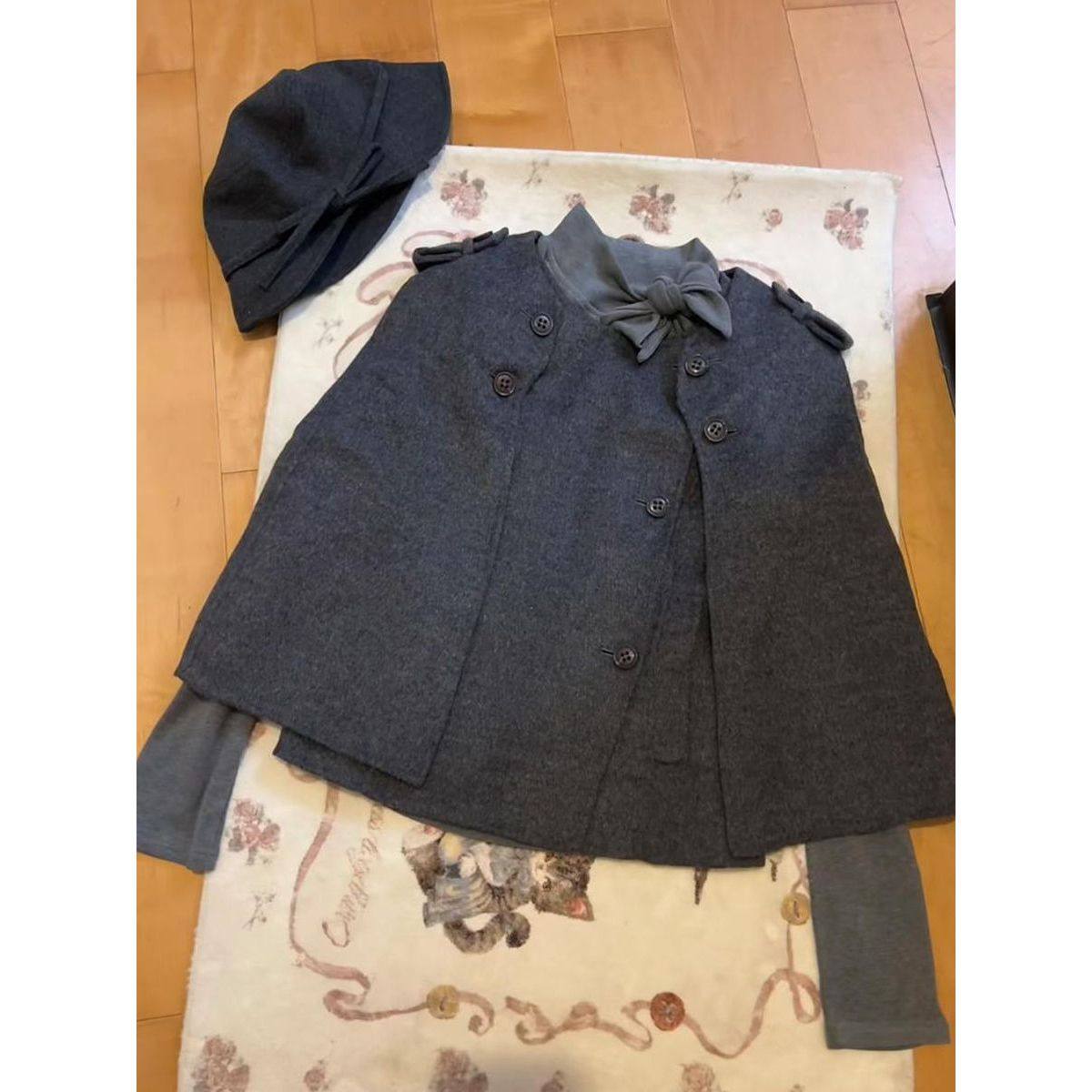vintage古早文艺少女复古日系miu风斗篷外套+打底内搭上衣两件套,女装/女士精品,时尚套装,淘宝优惠券,粉丝福利购,淘宝优惠卷