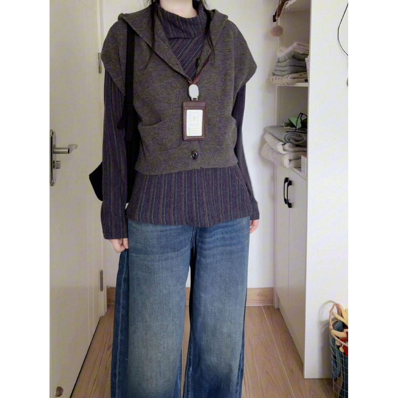 韩系慵懒感叠穿长袖+外套套装女新款简约气质高级设计感两件套装,女装/女士精品,时尚套装,淘宝优惠券,粉丝福利购,淘宝优惠卷