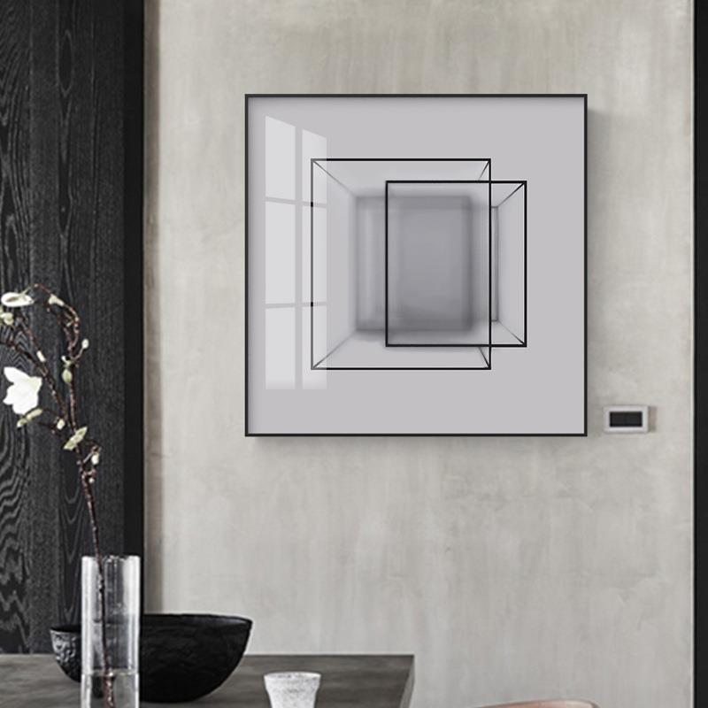 正方形装饰画沙发背景墙抽象客厅工业风现代挂画现代简约书房墙画图片