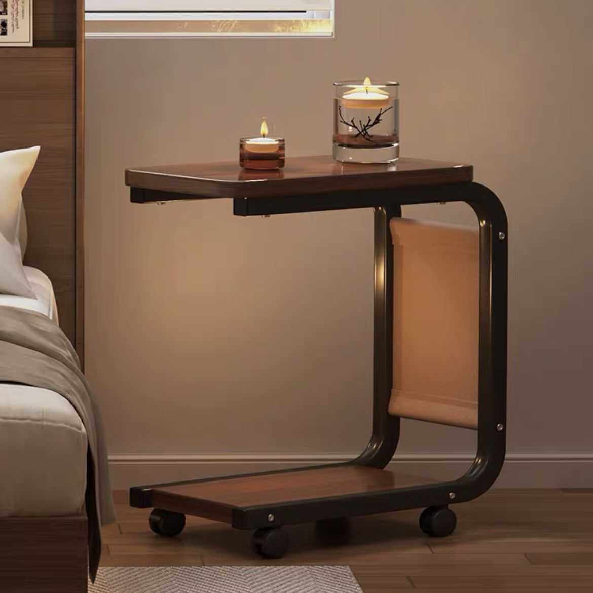 小型床头柜简约现代家用卧室置物架电脑桌床边桌可移动床头小桌子