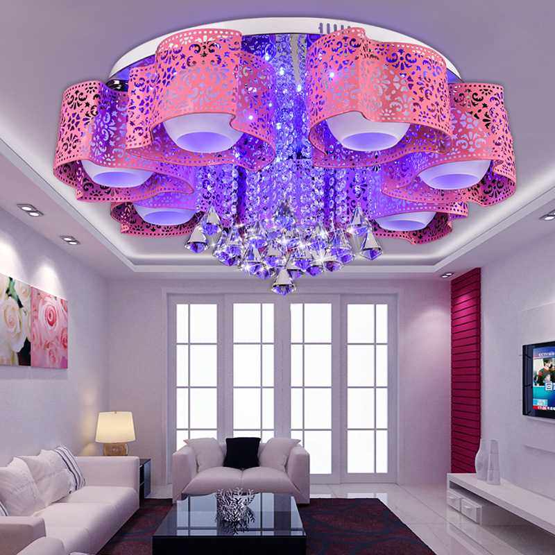 简约现代水晶LED客厅吊灯 温馨三头创意婚房家用卧室餐厅吸顶灯具