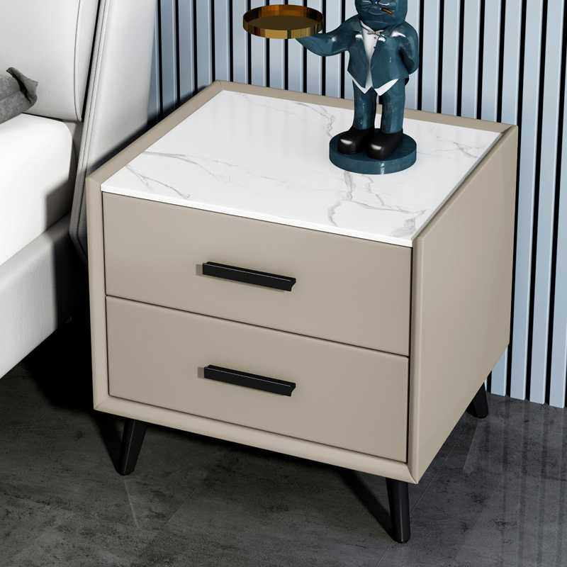 轻奢床头柜简约现代家用卧室迷你岩板50cm储物柜子整装家具